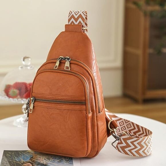 NEW! Faux Leather Shoulder/Crossbody Bag w/2-Zipper Sections & Detachable Strap - Picture 1 of 15
